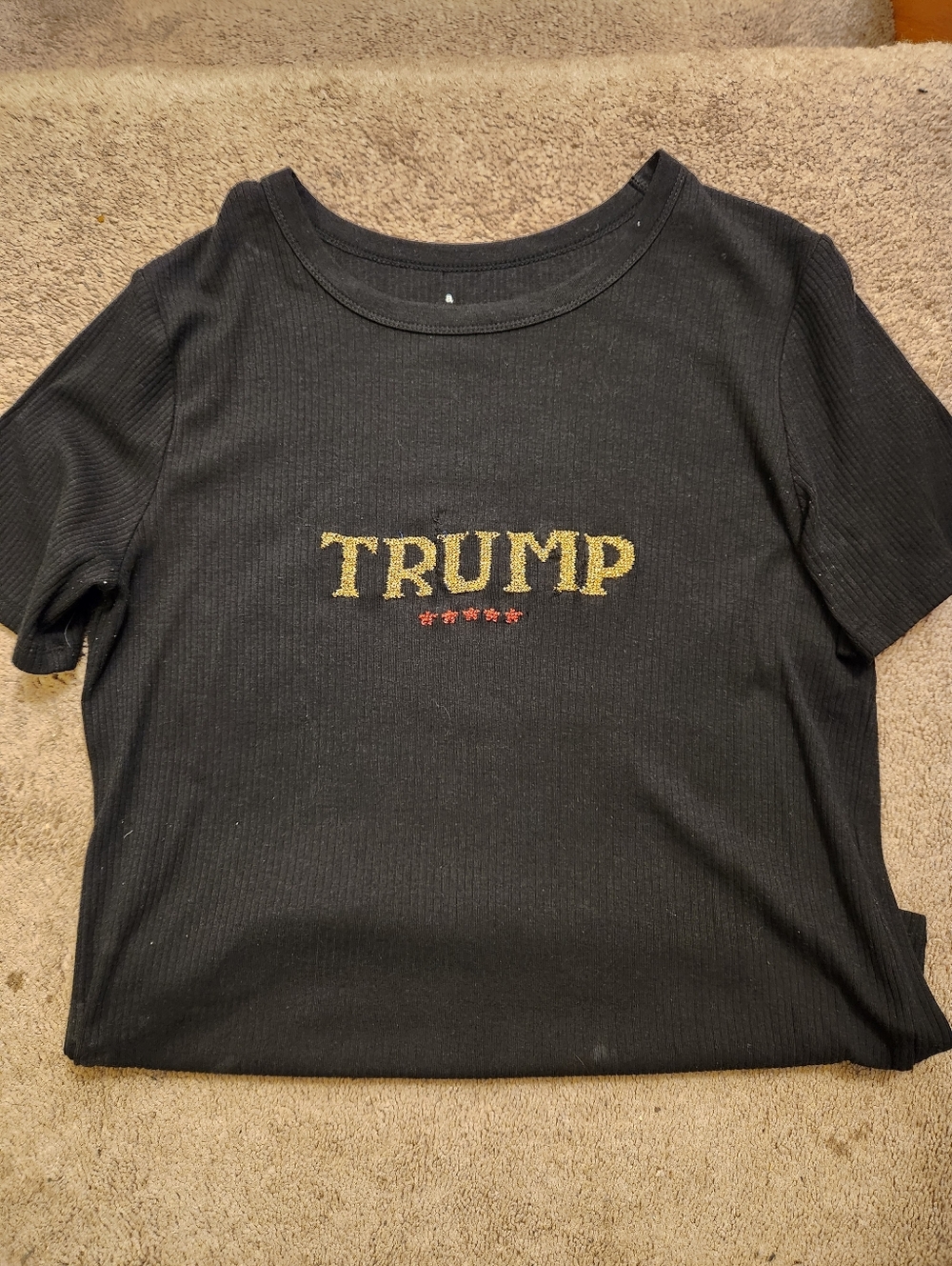 Womens Cross Stitched Trump Tshirt
